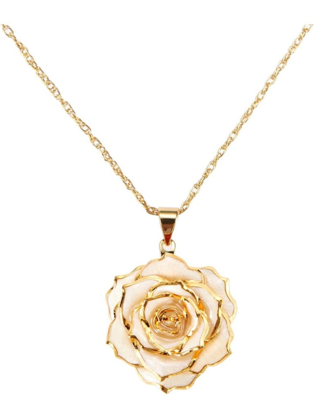 24K Gold Dipped Real Rose Pendant Necklace - Perfect Gift for Women, Moms
